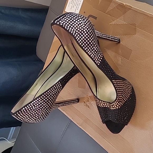 Gold, Silver, & Black Bling Heels - Picture 1 of 4